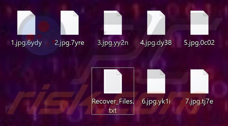 Fichiers chiffrés par le ransomware AstraLocker (extension de chaîne de caractères aléatoire)