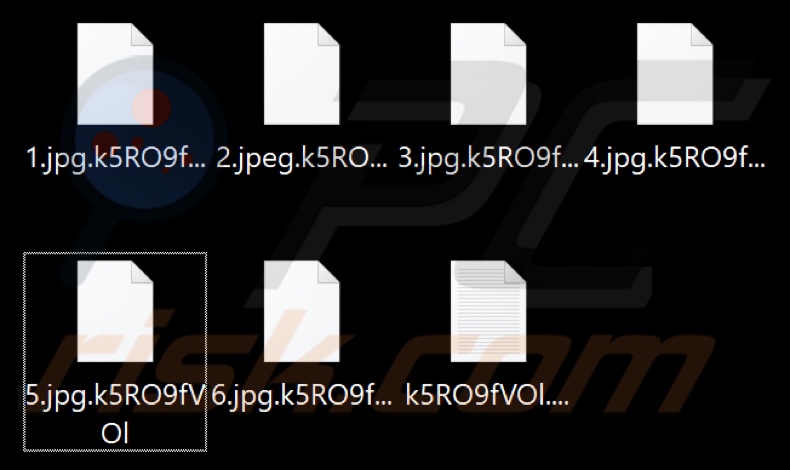 Fichiers chiffrés par le ransomware BlackMatter (extension de chaîne de caractères aléatoire)
