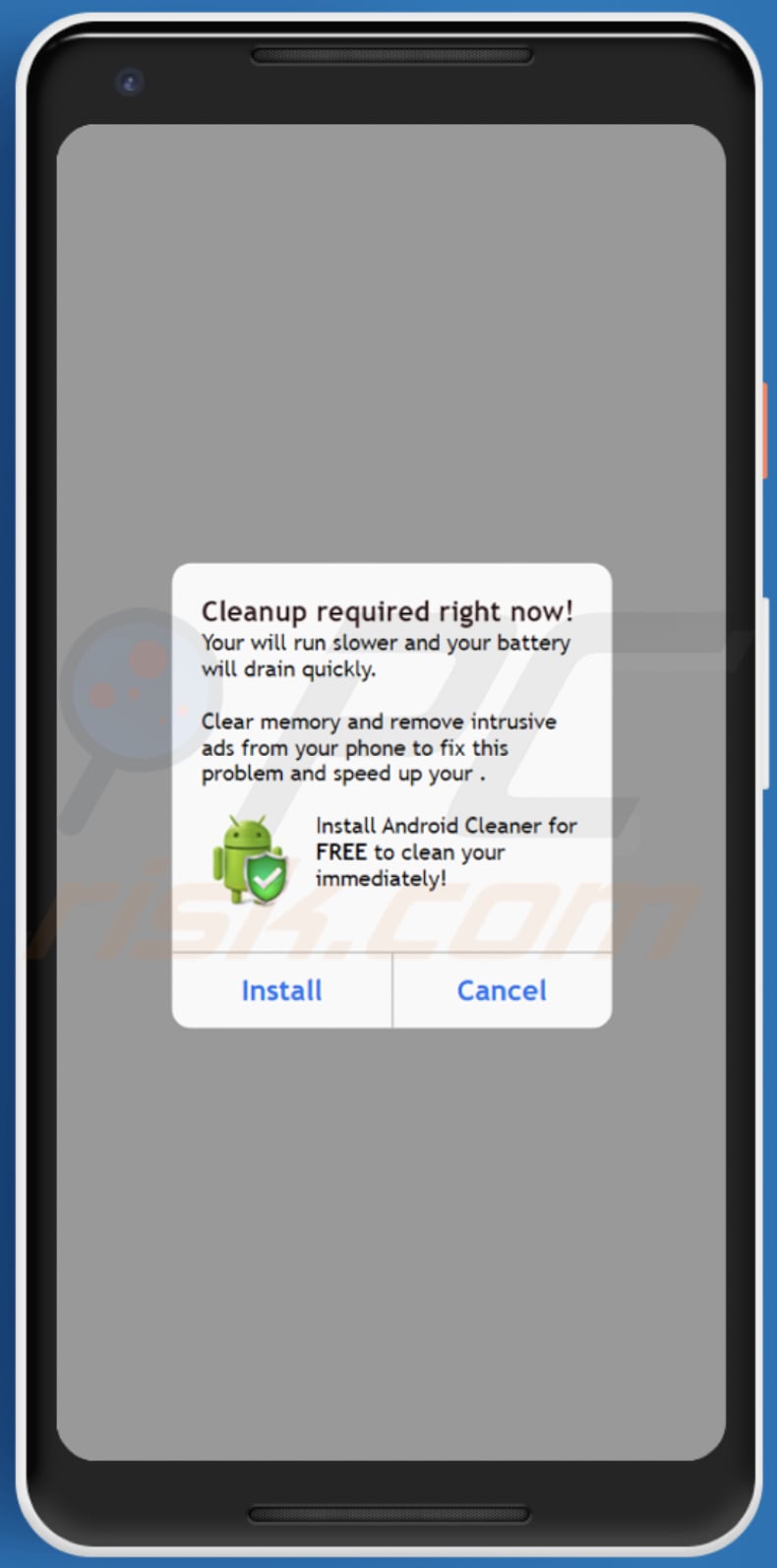 Cleanup required right now! escroquerie fausse notification