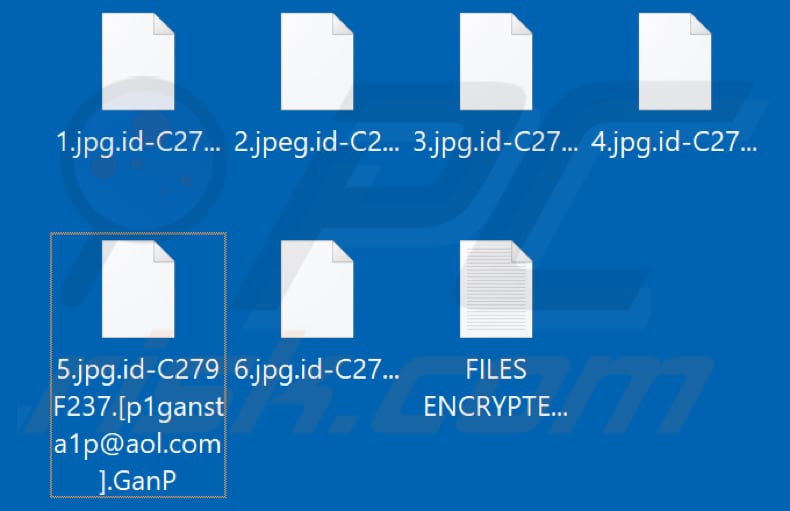 Fichiers cryptés par le ransomware GanP (extension .GanP)