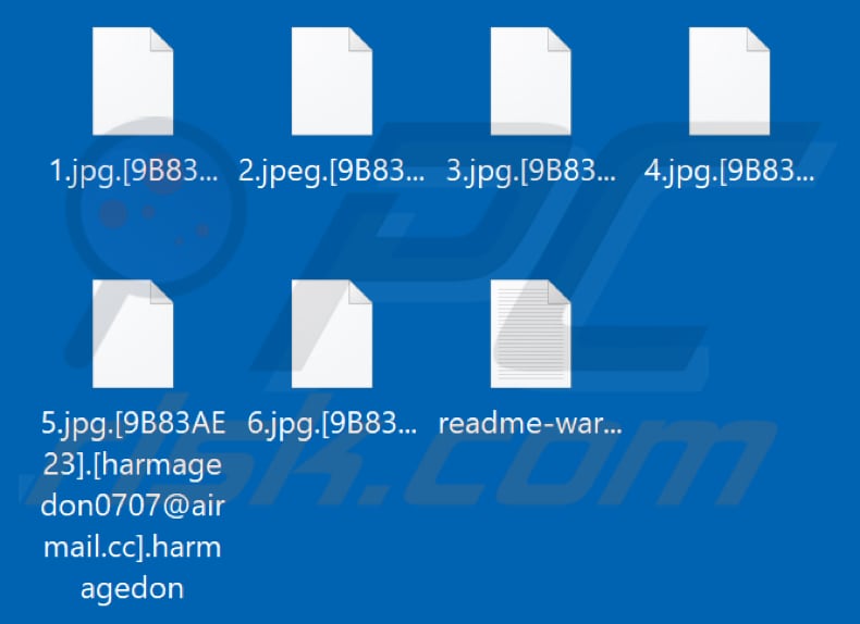 Fichiers cryptés par le ransomware Harmagedon (extension .harmagedon)