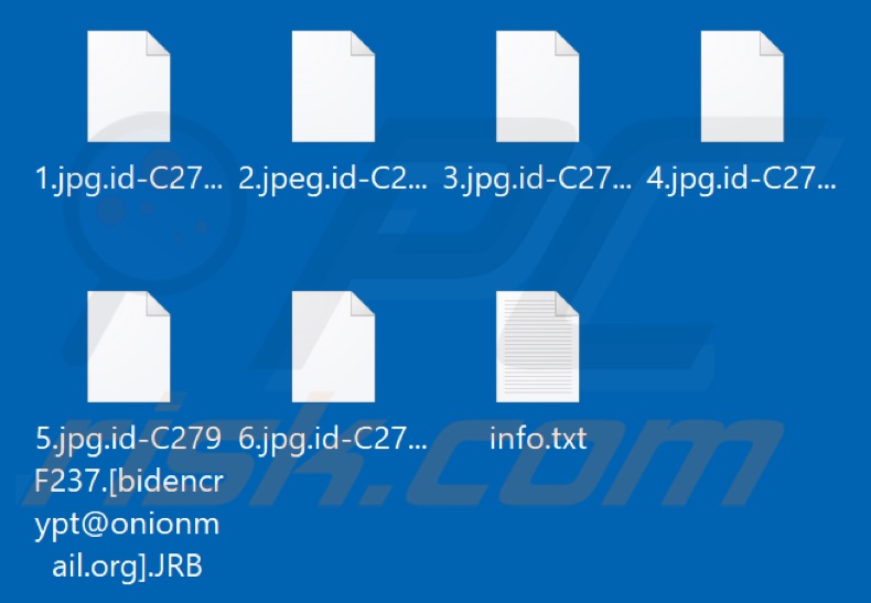 Fichiers cryptés par le ransomware JRB (extension .JRB)
