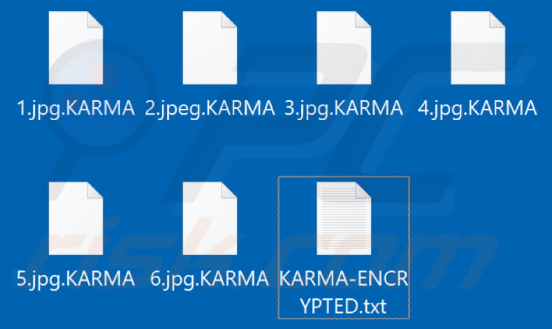 Fichiers cryptés par le ransomware Karma (extension .KARMA)