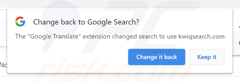 Un navigateur piratant une fausse extension Google Translate en apportant des modifications aux navigateurs