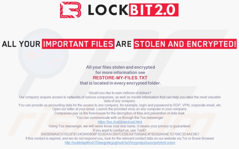 Fond d'écran du ransomware LockBit 2.0