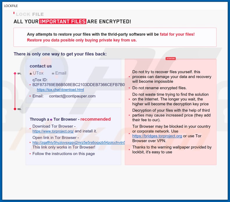 Instructions de décryptage LockFile (fichier HTA)