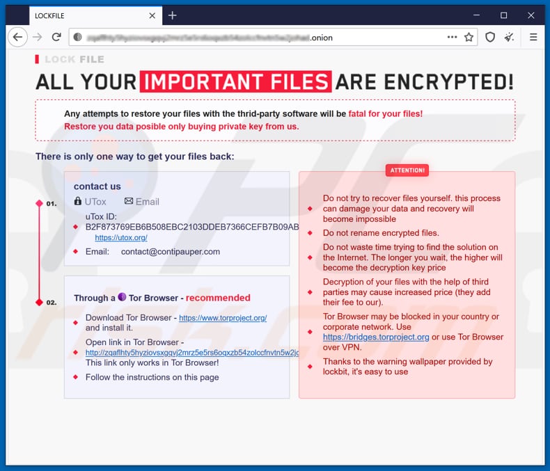 lockfile ransomware tor site web