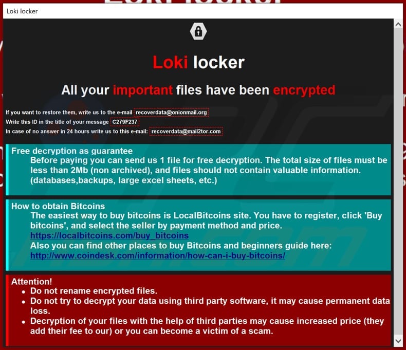 loki locker ransomware info.hta fenêtre contextuelle