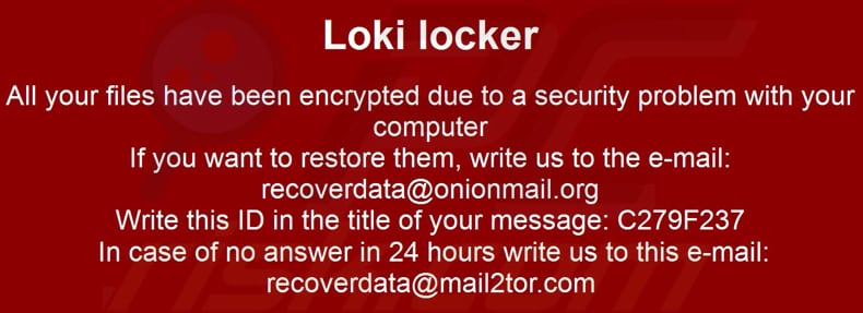 Instructions de décryptage de Loki Locker (fond d'écran du bureau)