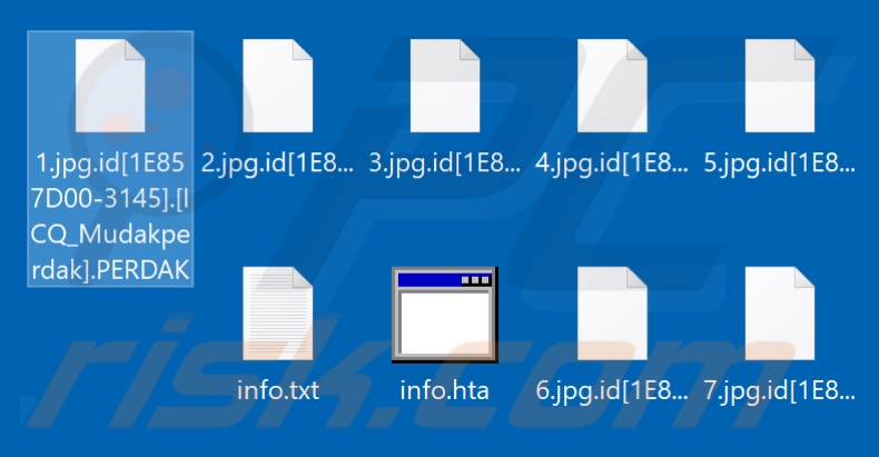 Fichiers chiffrés par le ransomware PERDAK (extension .PERDAK)