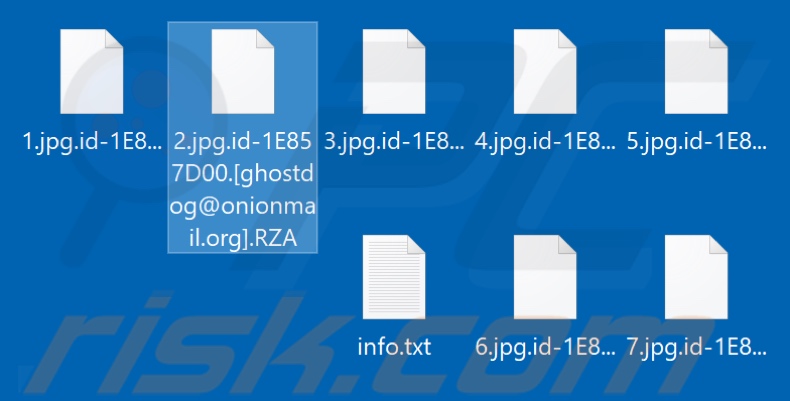 Fichiers cryptés par le ransomware RZA (extension .RZA)