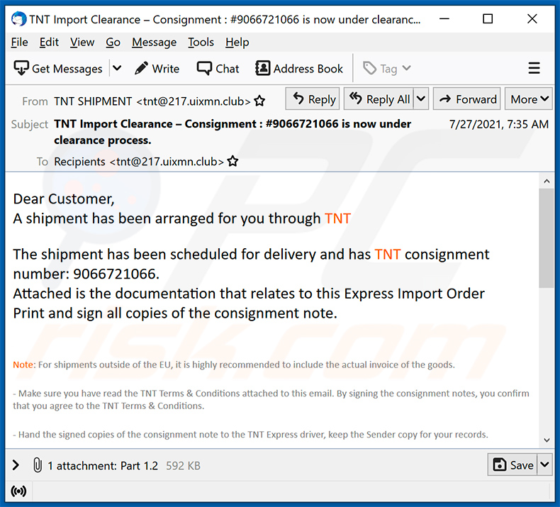 Spam sur le thème de la TNT diffusant des logiciels malveillants (2021-08-03)