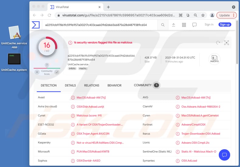 Logiciel publicitaire UnitCache