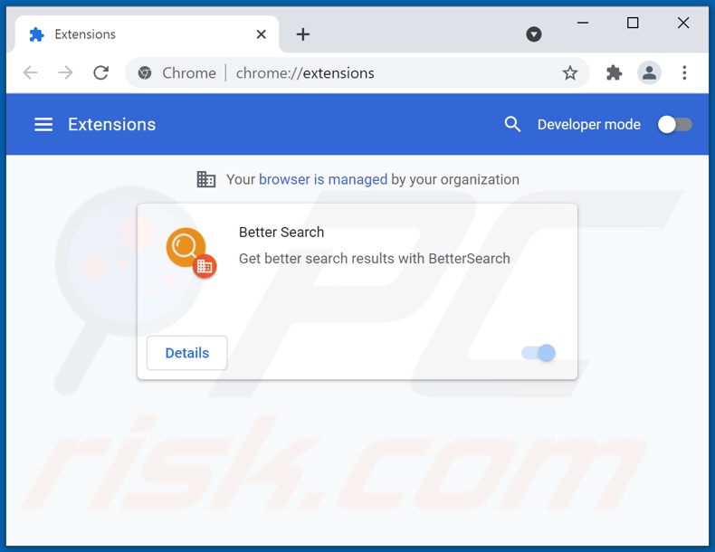 Suppression des extensions Google Chrome liées à bettersearchtr.com