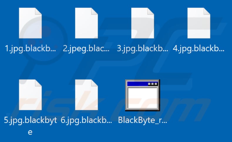 Fichiers chiffrés par le ransomware BlackByte (extension .blackbyte)
