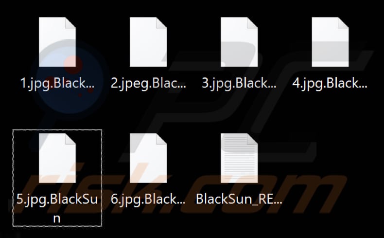 Fichiers cryptés par le ransomware BlackSun (extension .BlackSun)