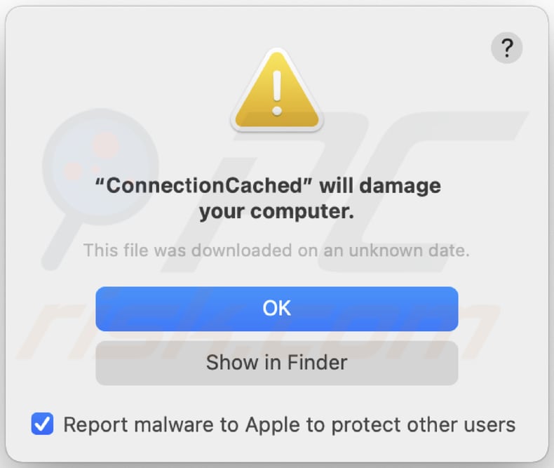 pop-up de l'adware connectioncache s'affiche pendant que l'adware connectioncache est installé