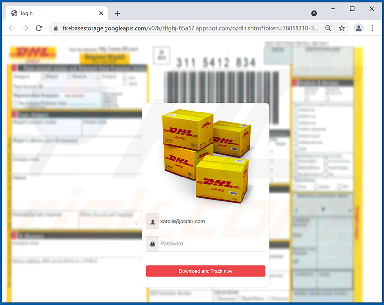 Site d'hameçonnage promu via un courrier indésirable sur le thème de DHL Express (2021-09-10)