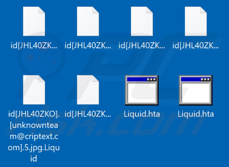 Fichiers cryptés par Liquid ransomware (extension .Liquid)