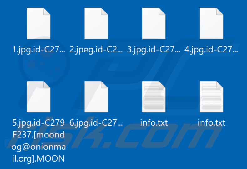 Fichiers cryptés par le ransomware MOON (extension .MOON)