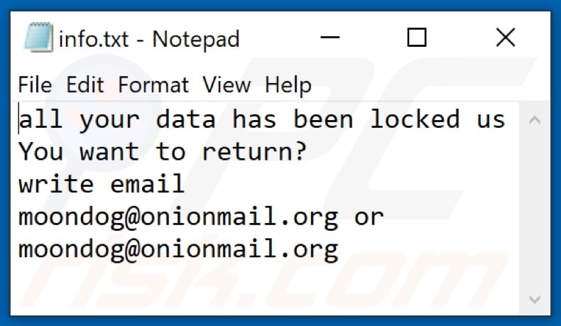 Fichier texte du ransomware MOON (info.txt)