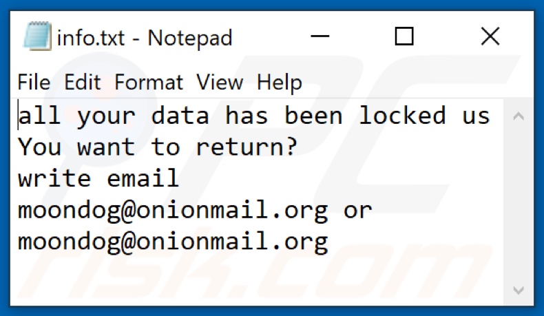 Fichier texte du ransomware MOON (info.txt)