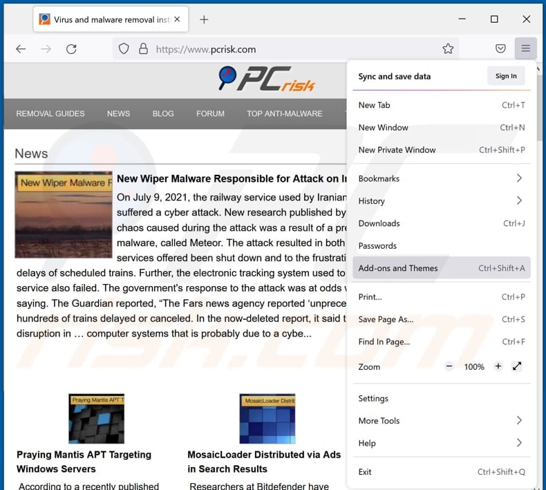 Suppression des publicités ourhypewords[.]com de Mozilla Firefox étape 1