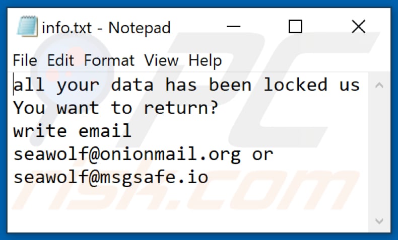 Fichier texte du ransomware WOLF (info.txt)