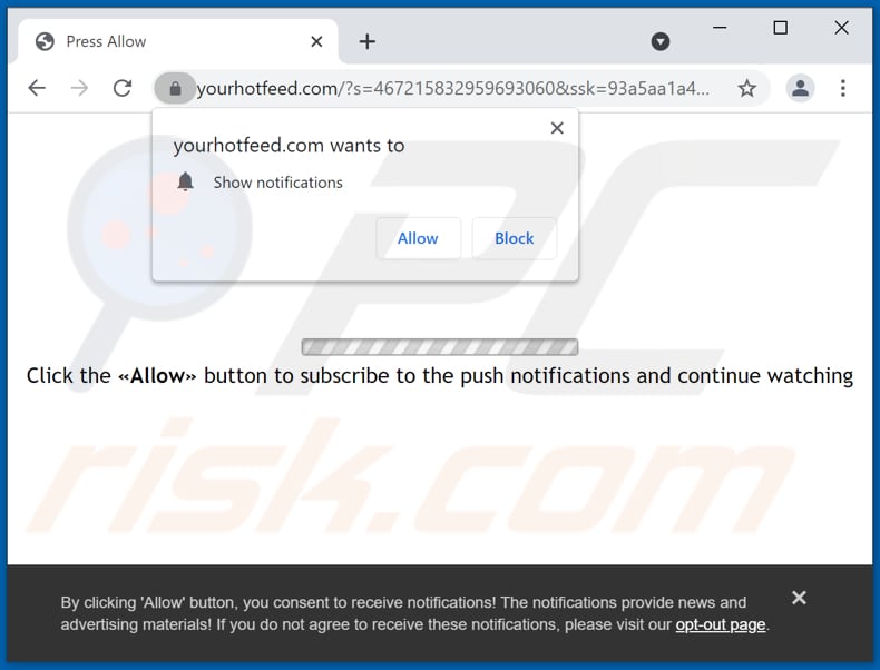 yourhotfeed[.]com pop-up redirections