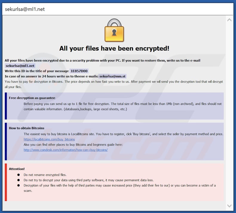 Instructions de décryptage Lsas (fenêtre contextuelle)