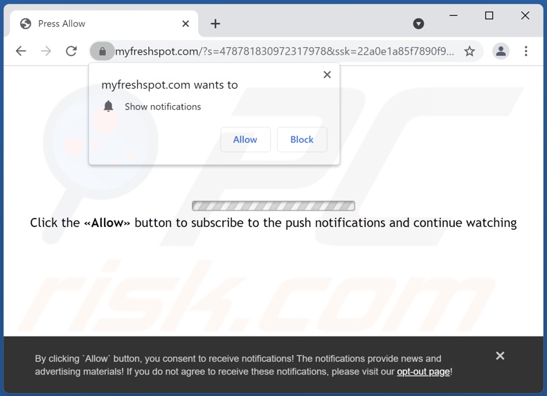 Redirections pop-up myfreshspot[.]com