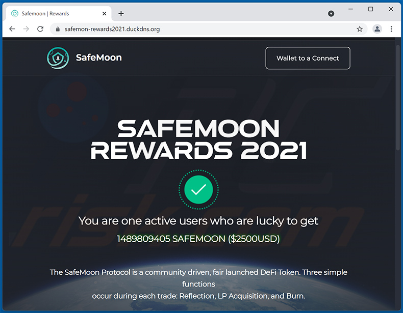 Site Web d'escroquerie sur le thème des cadeaux Safemoon (2021-10-12)