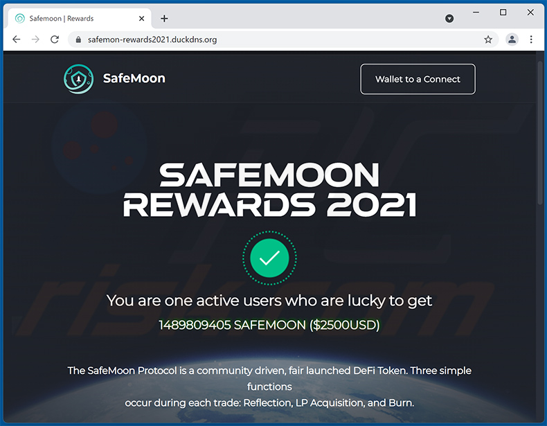 Site Web d'escroquerie sur le thème des cadeaux Safemoon (2021-10-12)
