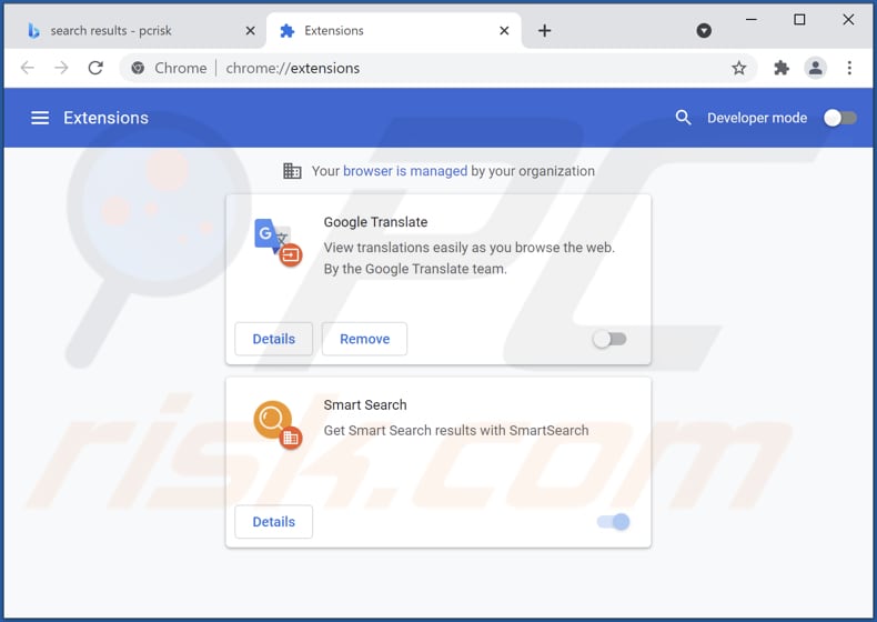 Suppression des extensions Google Chrome liées à searchsmarters.online