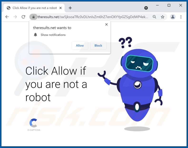 theresults[.]net redirection pop-up