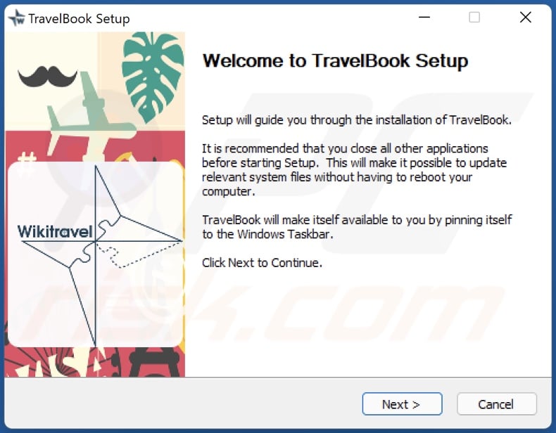 TravelBook adware installer