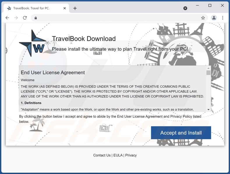 Site de promotion du logiciel publicitaire TravelBook