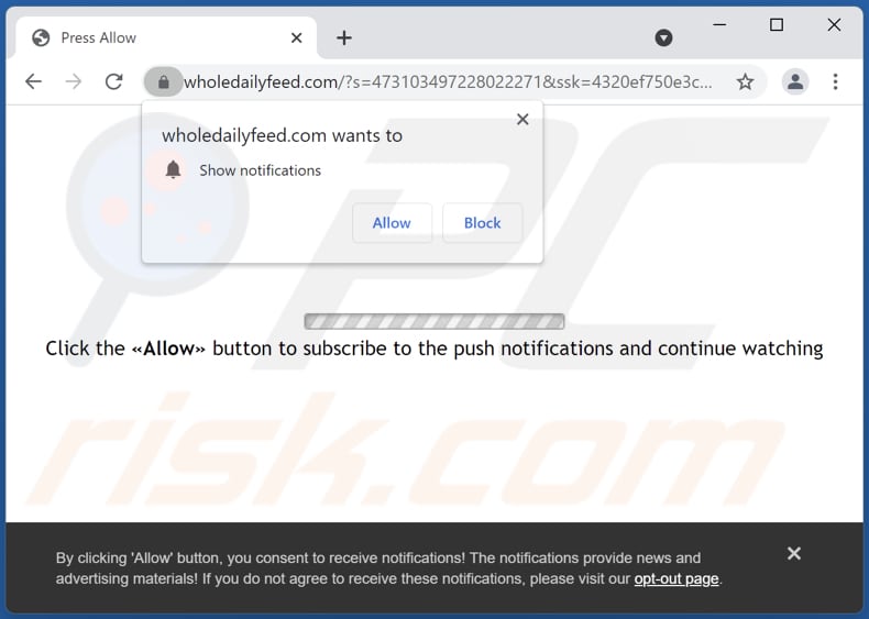 redirections pop-up wholedailyfeed[.]com