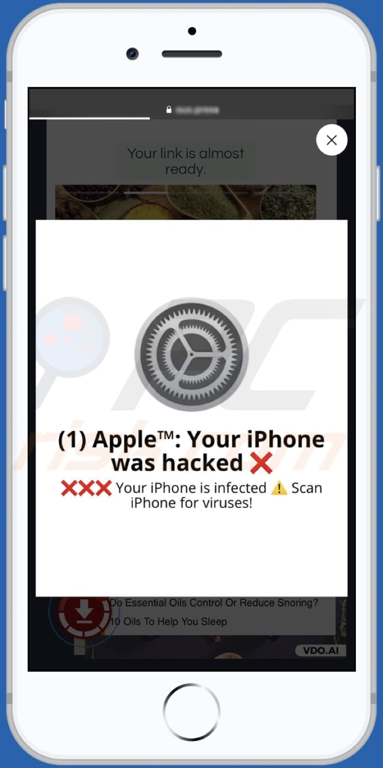 Arnaque Votre iPhone a été piraté