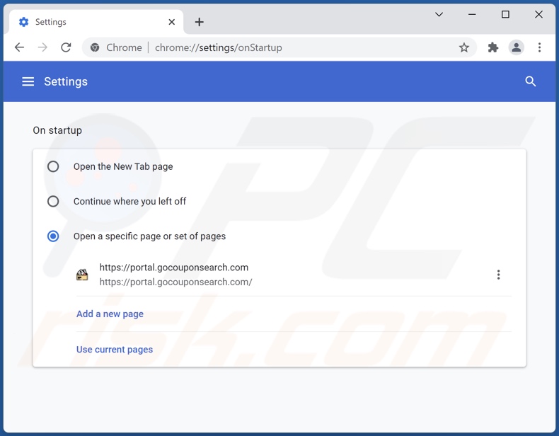 Suppression de gocouponsearch.com de la page d'accueil de Google Chrome