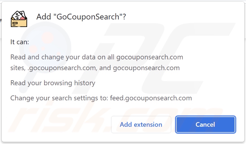 GoCouponSearch pirate de navigateur demandant des autorisations