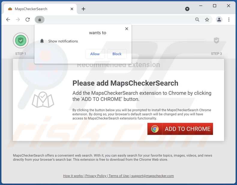 Site Web utilisé pour promouvoir le pirate de navigateur MapsCheckerSearch