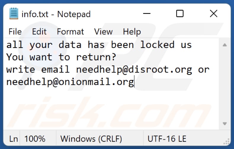 neeh ransomware note de texte info.txt