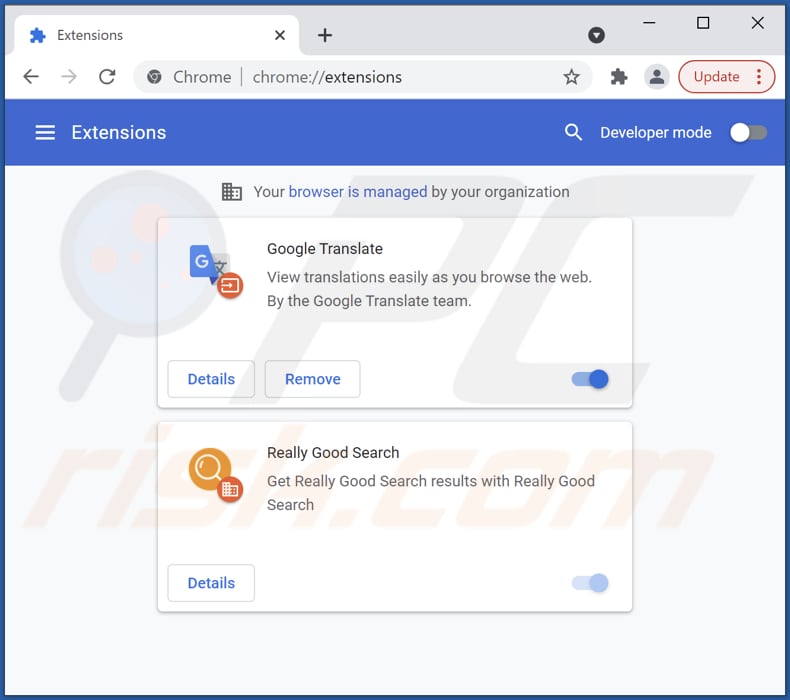 Suppression des extensions Google Chrome liées à rgoodsearch.online