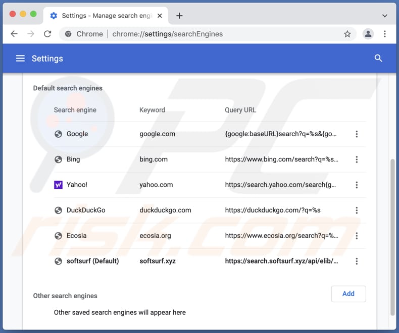 search.softsurf.xyz faux moteur de recherche fait comme moteur de recherche par défaut