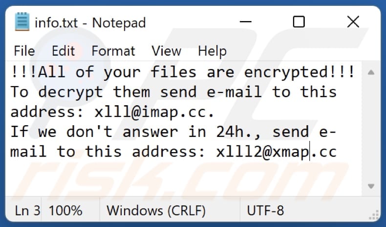 xiii note textuelle du ransomware (info.txt)