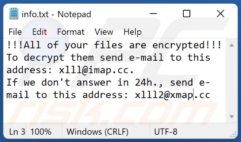 xiii note textuelle du ransomware (info.txt)