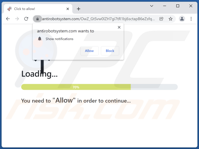 antirobotsystem[.]com pop-up redirections