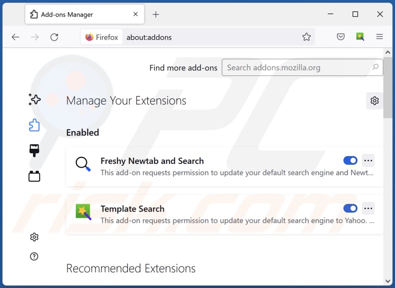 Suppression des extensions Mozilla Firefox liées à bing.com