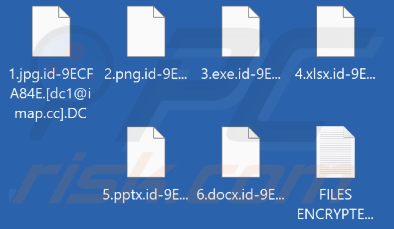 Fichiers chiffrés par le ransomware DC (extension .DC)
